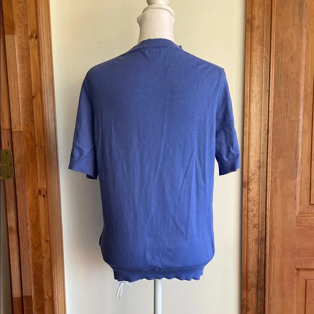 J. CREW Women's Blue Crew Neck Short Sleeve Pullover Sweater M